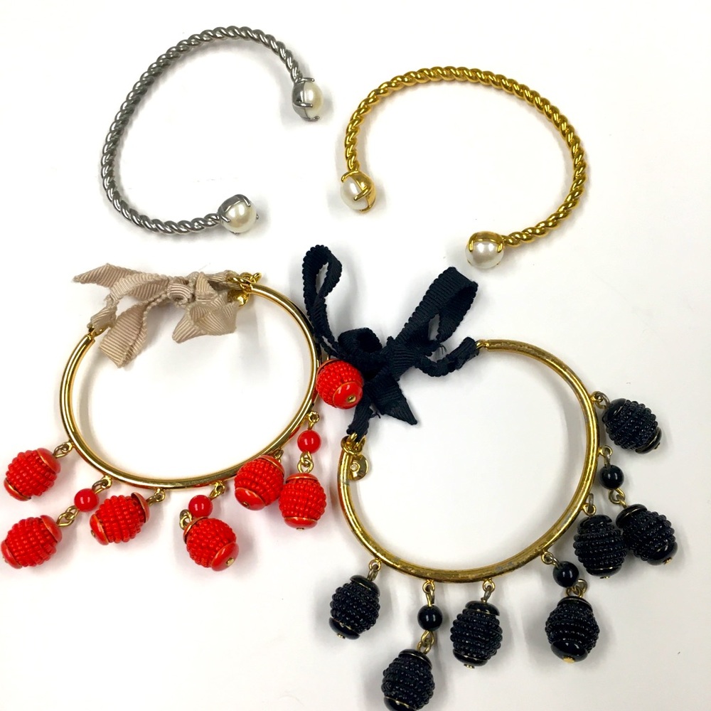 J Crew Bracelet Bundle (4) Gold Tone Black Red